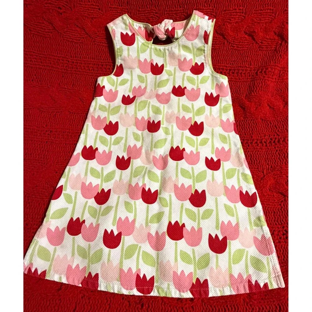 Gymboree Girls Vintage 2003 Tulip Floral Pique Dress Pink Red White Size 5